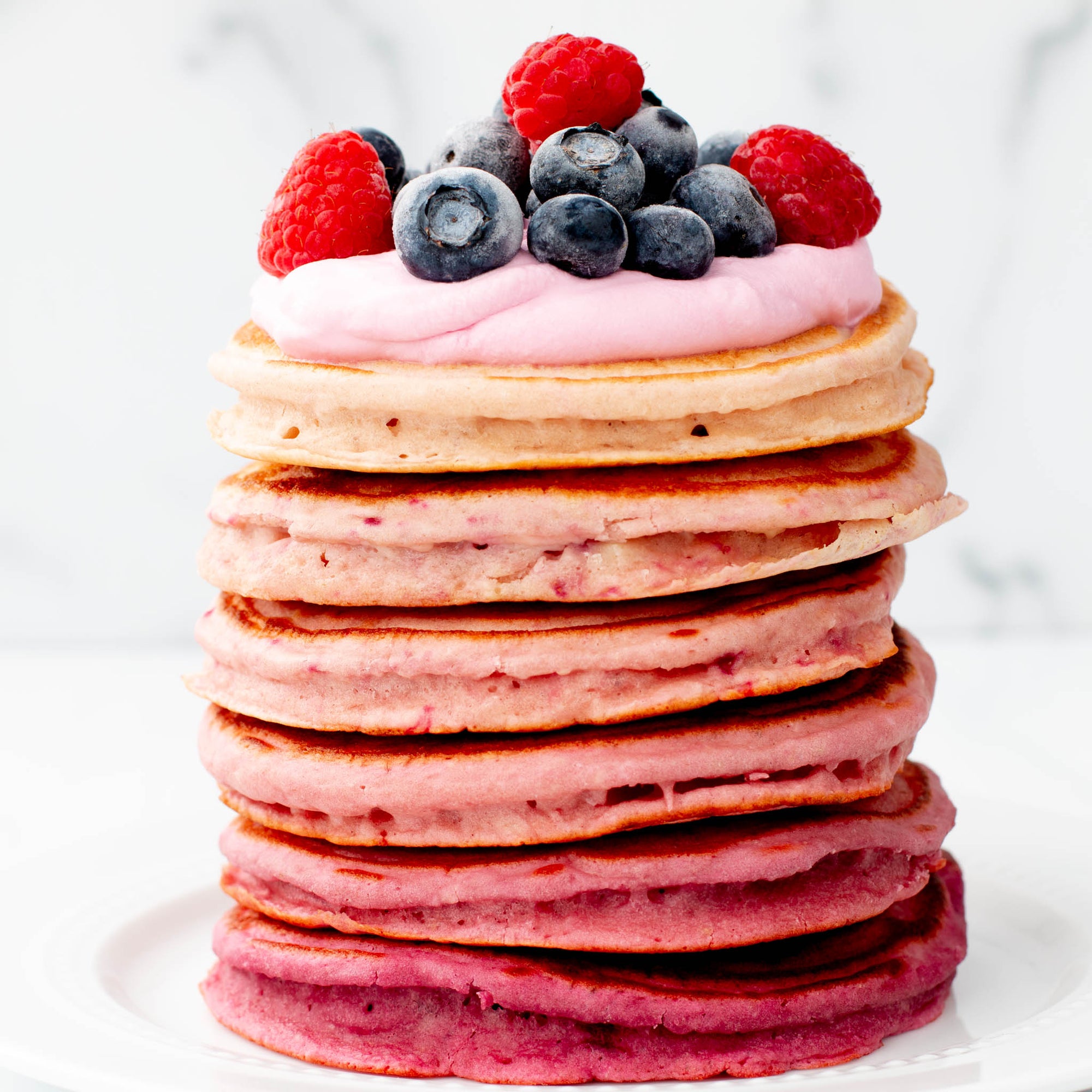 Pink Ombre Pancakes with Elderberry Maple Syrup